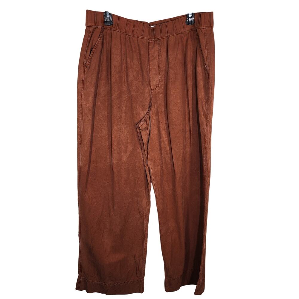 Sonoma Goods for life Women Pants Elastic Waist Wide Leg Pants Large Maple Brown